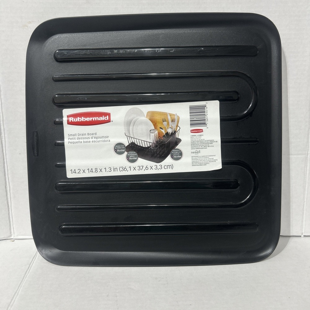 Rubbermaid Dish Drain Board Sink Tray Small 14.2 x 14.8 x 1.3 Model 118A Black